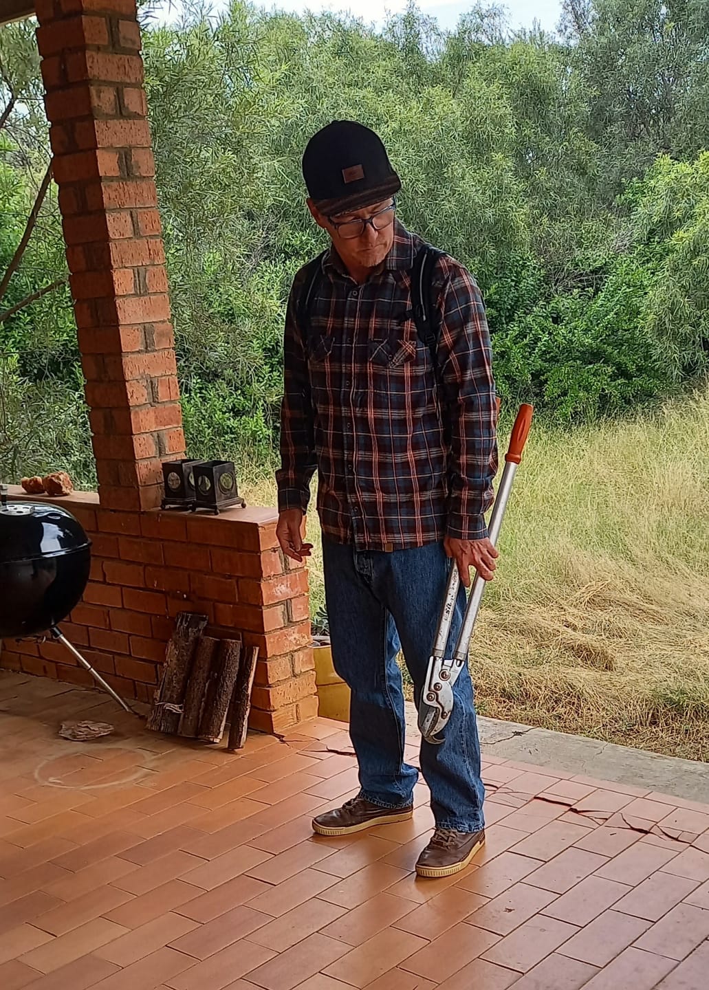 Customer photo review of Drill Flannel Long Sleeve Shirt Blue Red Check