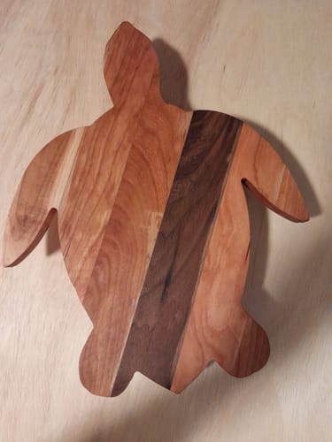 Customer photo review of 15x12" Sea Turtle Shaped Serving Board Acrylic Router Template