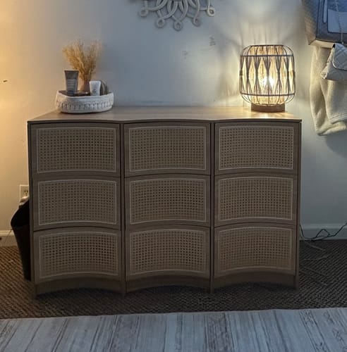 Customer photo review of Flycity Rattan 9 Drawer Dresser with Handle-Free Design