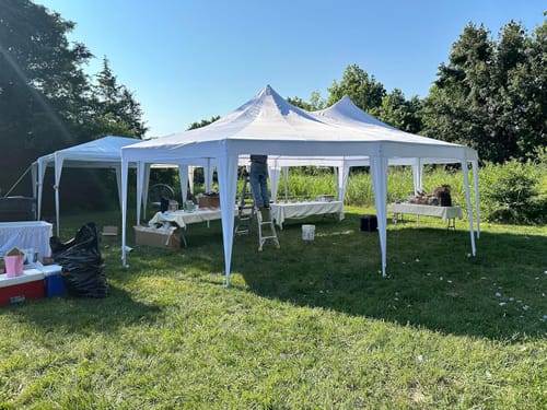 Customer photo review of HOMREST 26x19ft Decagonal Heavy Duty Canopy With 8 Removable Sidewalls 8 Church Windows And 2 Pull Back Doors Outdoor Gazebo Pavilion Shelter Tent For Party
