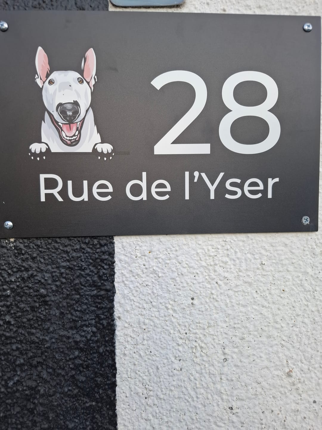 Customer photo review of Chiens curieux et numéro de maison - Plaque de porte personnalisée