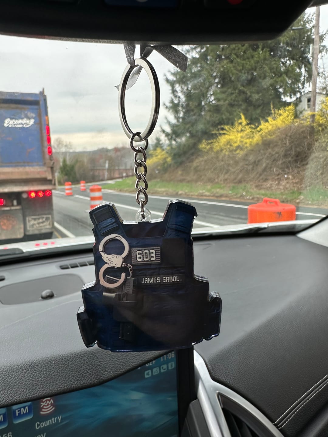 Customer photo review of Personalized Police Bulletproof Vest Acrylic Keychain