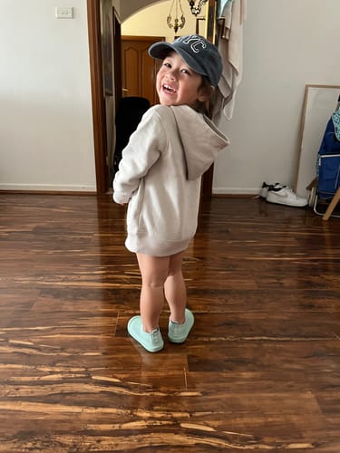 Customer photo review of SOHLS Slip-on Toddler Shoe – Sage Mist