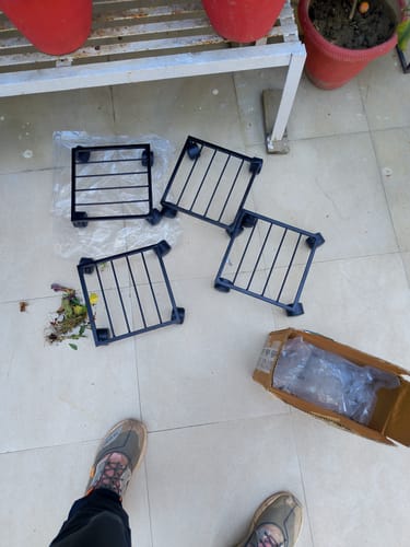 Customer photo review of United Crafts Rozy Wheel Pot Stands for Planters