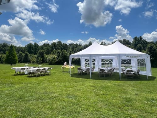 Customer photo review of HOMREST 26x19ft Decagonal Heavy Duty Canopy With 8 Removable Sidewalls 8 Church Windows And 2 Pull Back Doors Outdoor Gazebo Pavilion Shelter Tent For Party