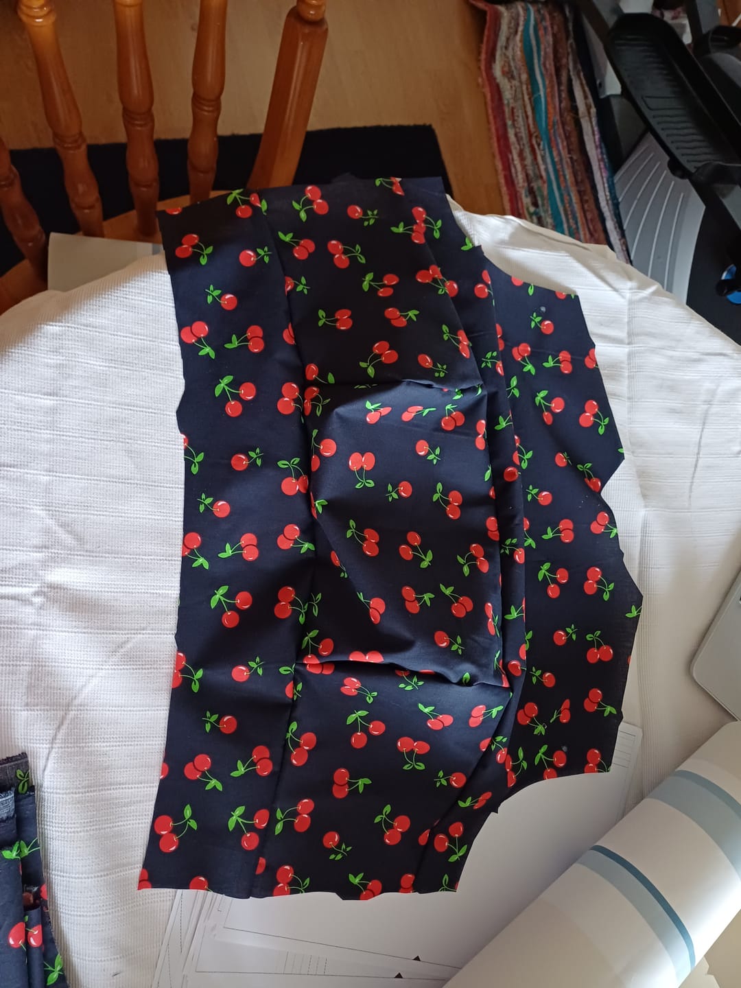 Customer photo review of Cherries and Leaves Polycotton Fabric