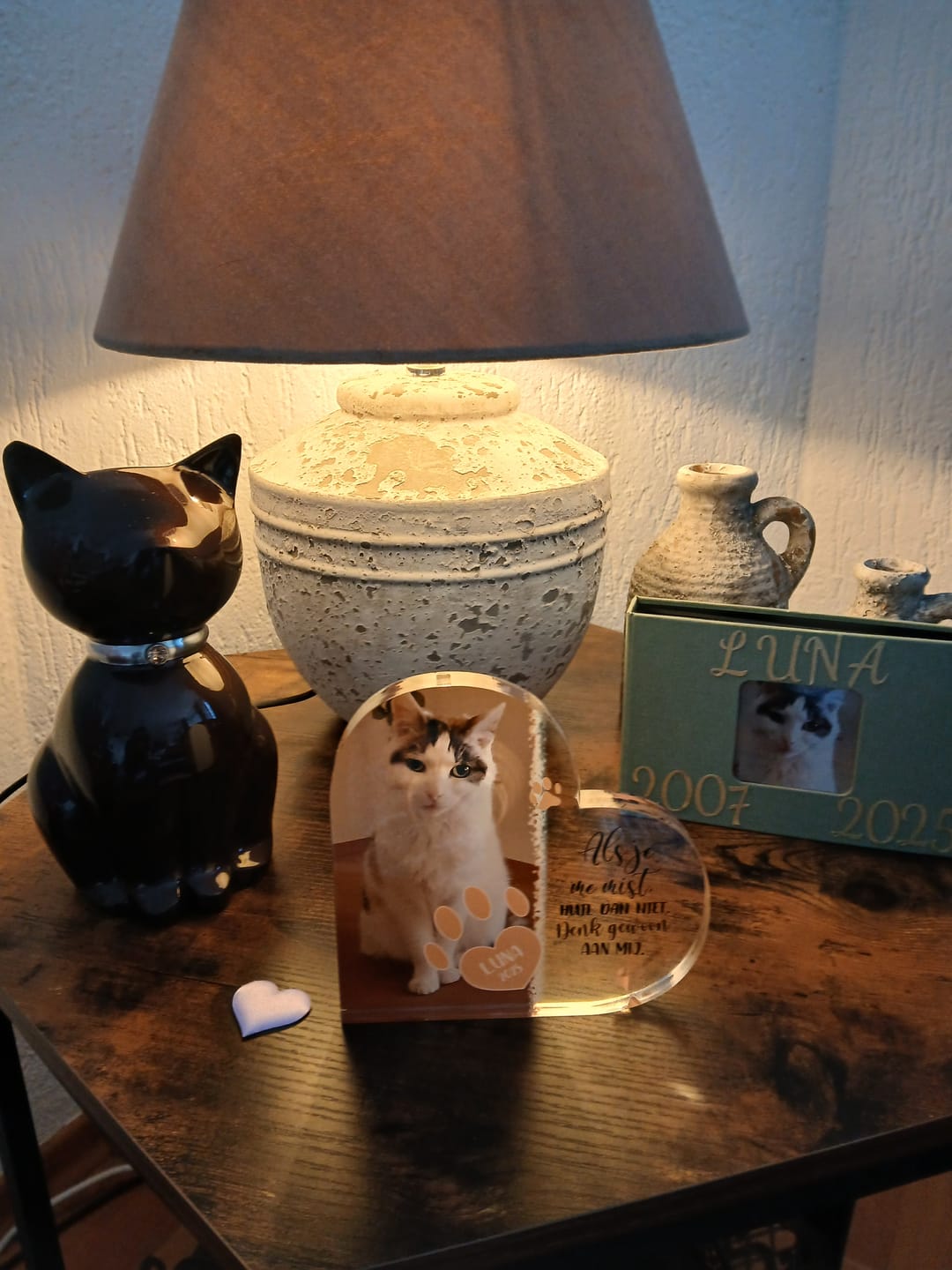 Customer photo review of Als je me mist - Gepersonaliseerd glazen hart