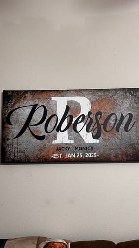 Customer photo review of Family Last Name Sign