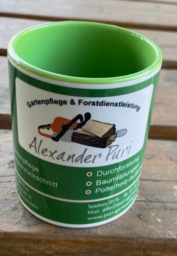 Customer photo review of TassenExpress - Becher Keramik Tasse mit Logo bedruckt 325ml Firmenlogo