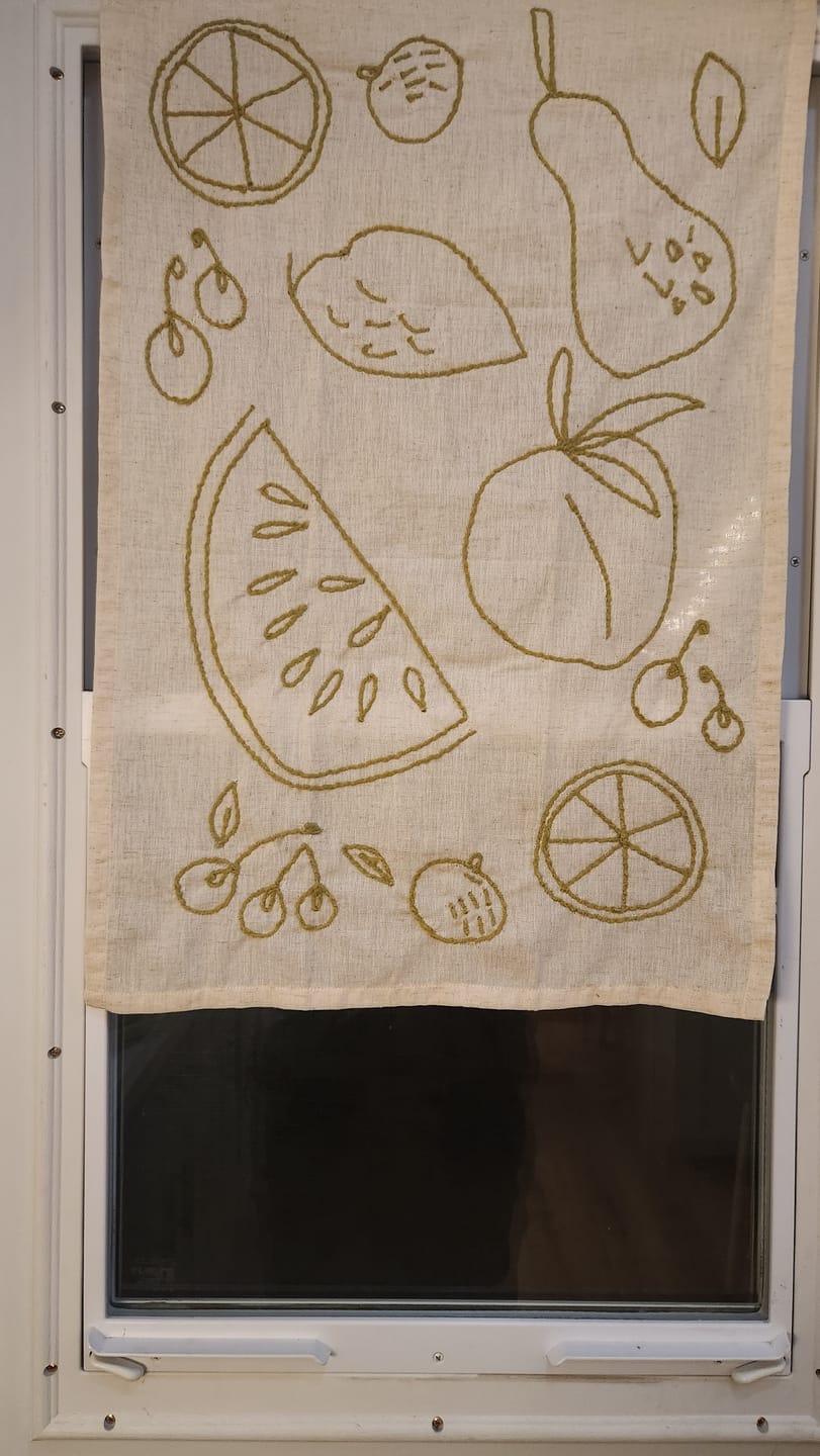 Customer photo review of Woven Cotton & Linen Tea Towel w/ Embroidered Scene