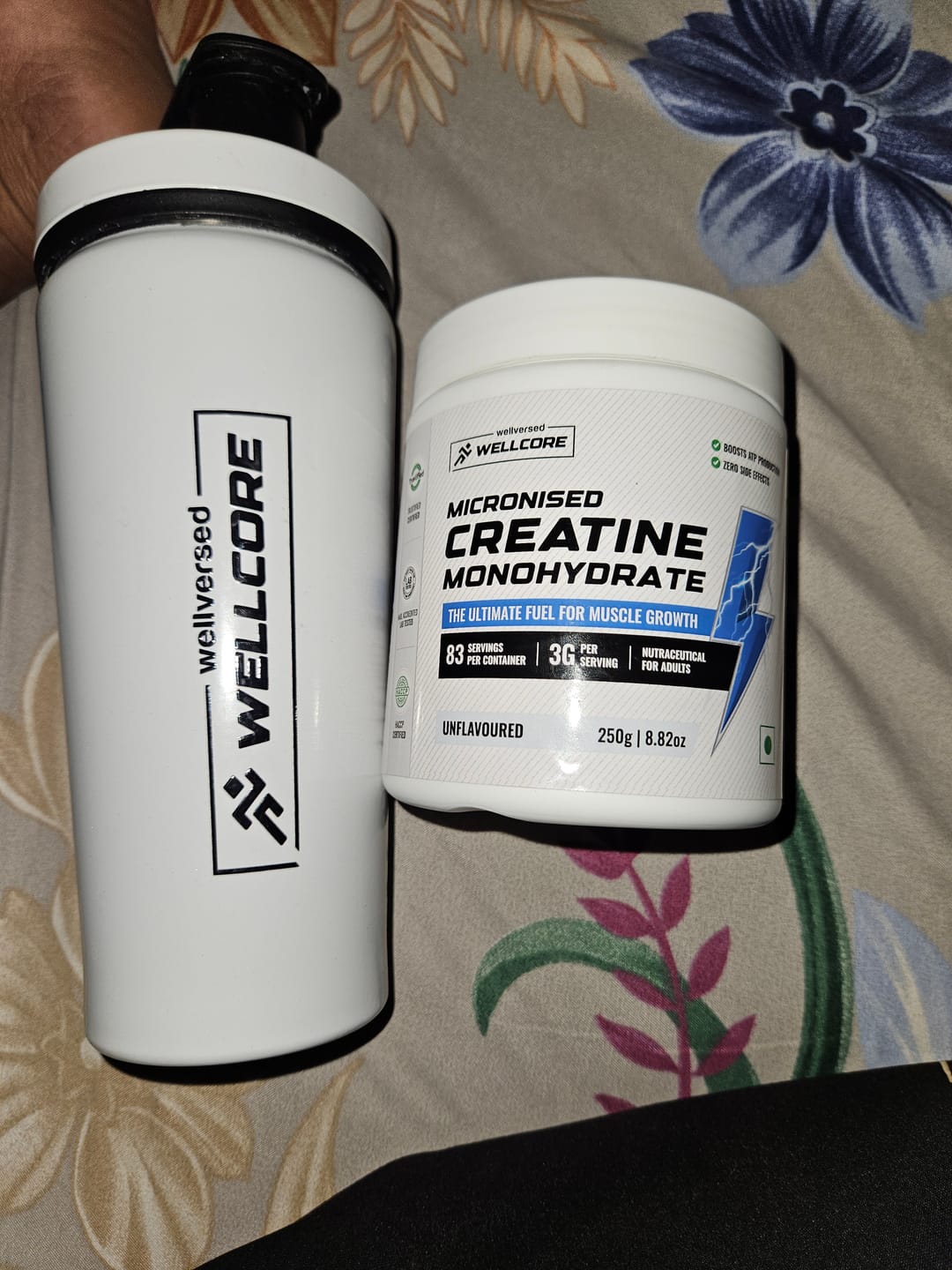 Customer photo review of Wellcore - Micronised Creatine Monohydrate (83 Servings, Unflavoured) + Premium Steel Shaker | Muscle Growth & Recovery | Trustified Certified