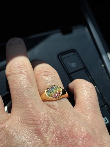 Customer photo review of 'Pride' Disc Gemstone Pinky Ring