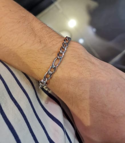 Customer photo review of Pulsera Eslabón Plateado 6 mm