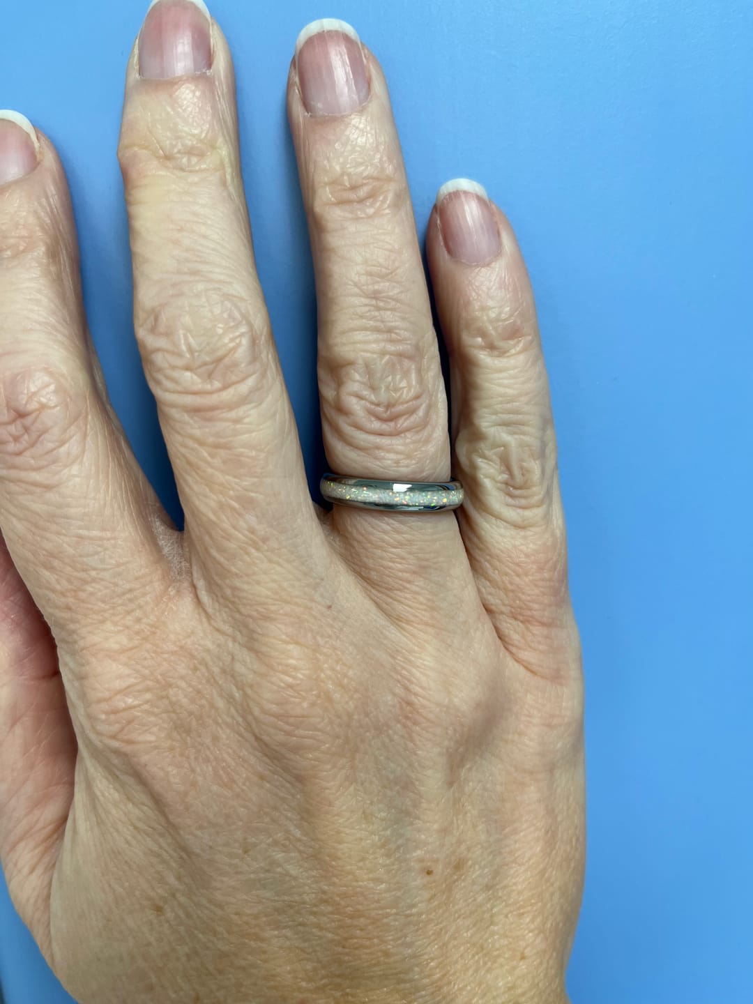 Customer photo review of The Original White Opal 4mm Wonder Ring