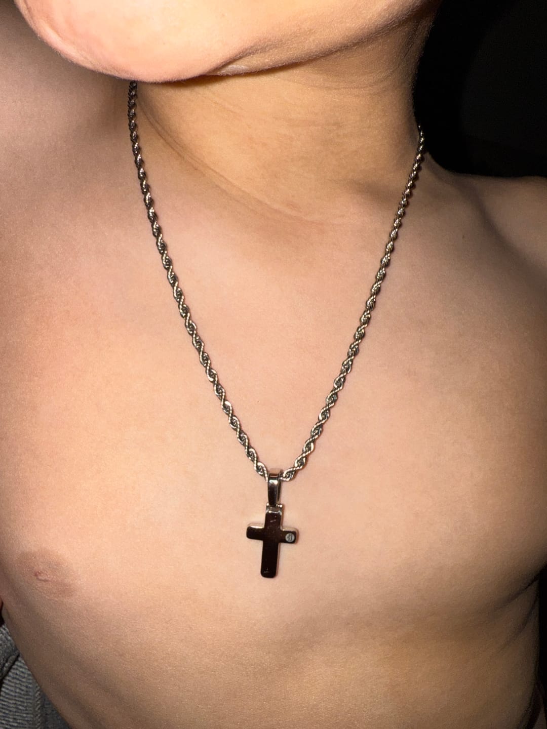 Customer photo review of Varsity Initial Pendant (Silver)