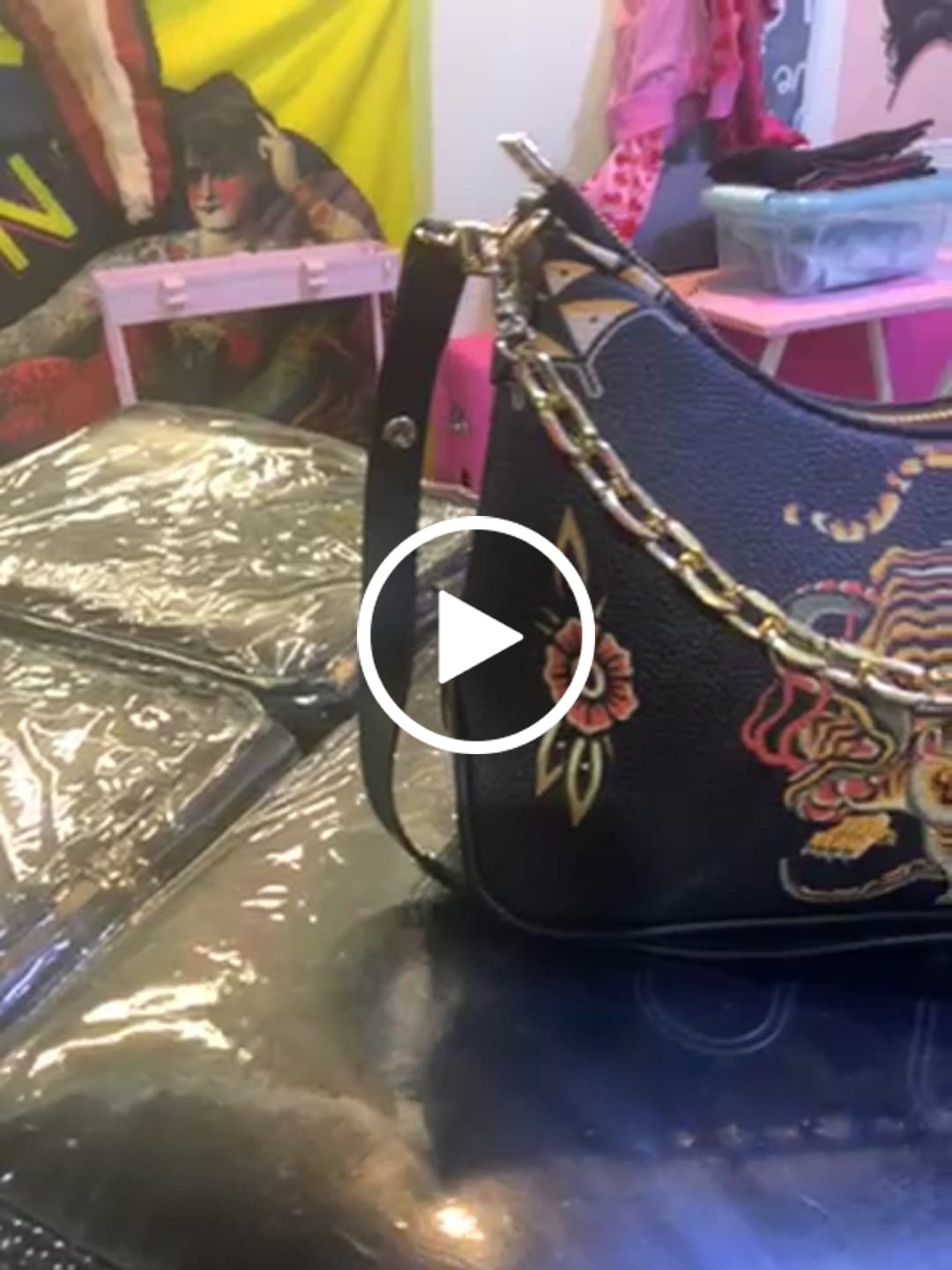 Customer video review of Old School Tiger & Snake Print - Leather Crossbody Bag