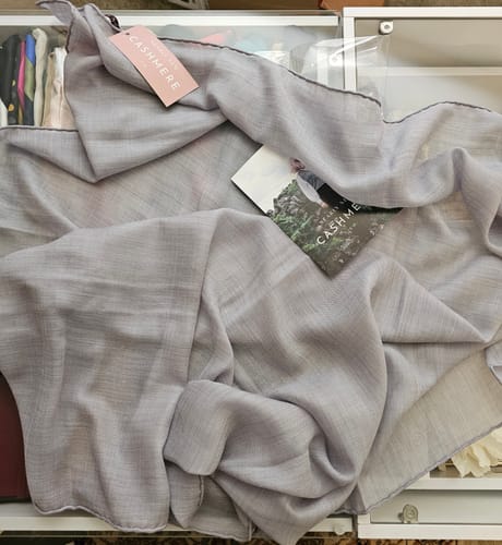 Customer photo review of Scottish Begg & Co Smoke Grey Woven Cashmere Scarf