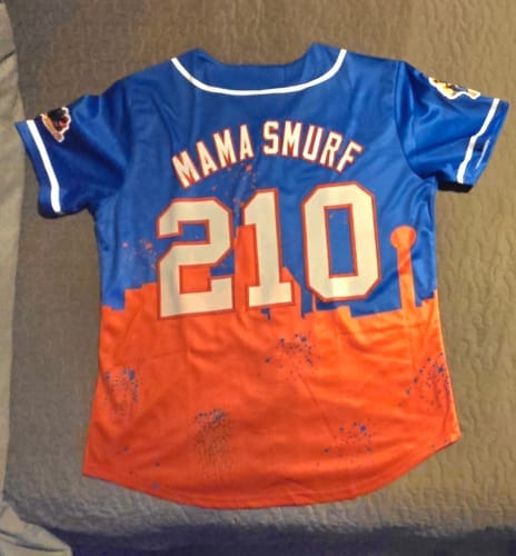 Customer photo review of Custom Powder Blue Navy-Black Gradient Fashion Authentic Baseball Jersey