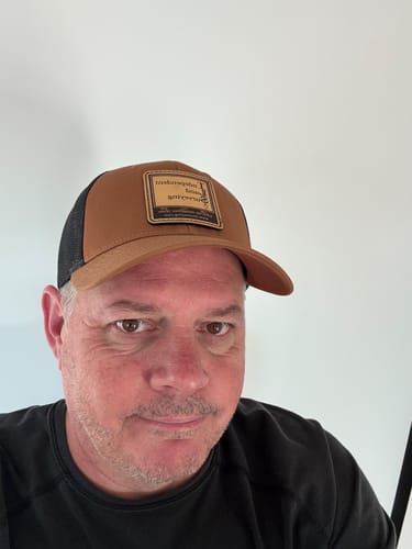 Customer photo review of Custom Leather Patch Hats Richardson 115 Laser Engraved