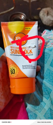 Customer photo review of Whitening & Vanishing SPF60 Sunblock