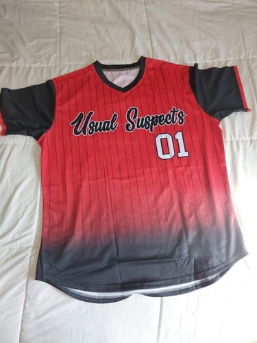 Customer photo review of Custom Full Button Baseball Jersey Personalized Team Uniform Sports Split Shirts