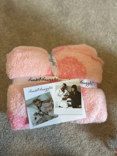 Customer photo review of Cotton Candy Strawberry Print Toddler Blanket