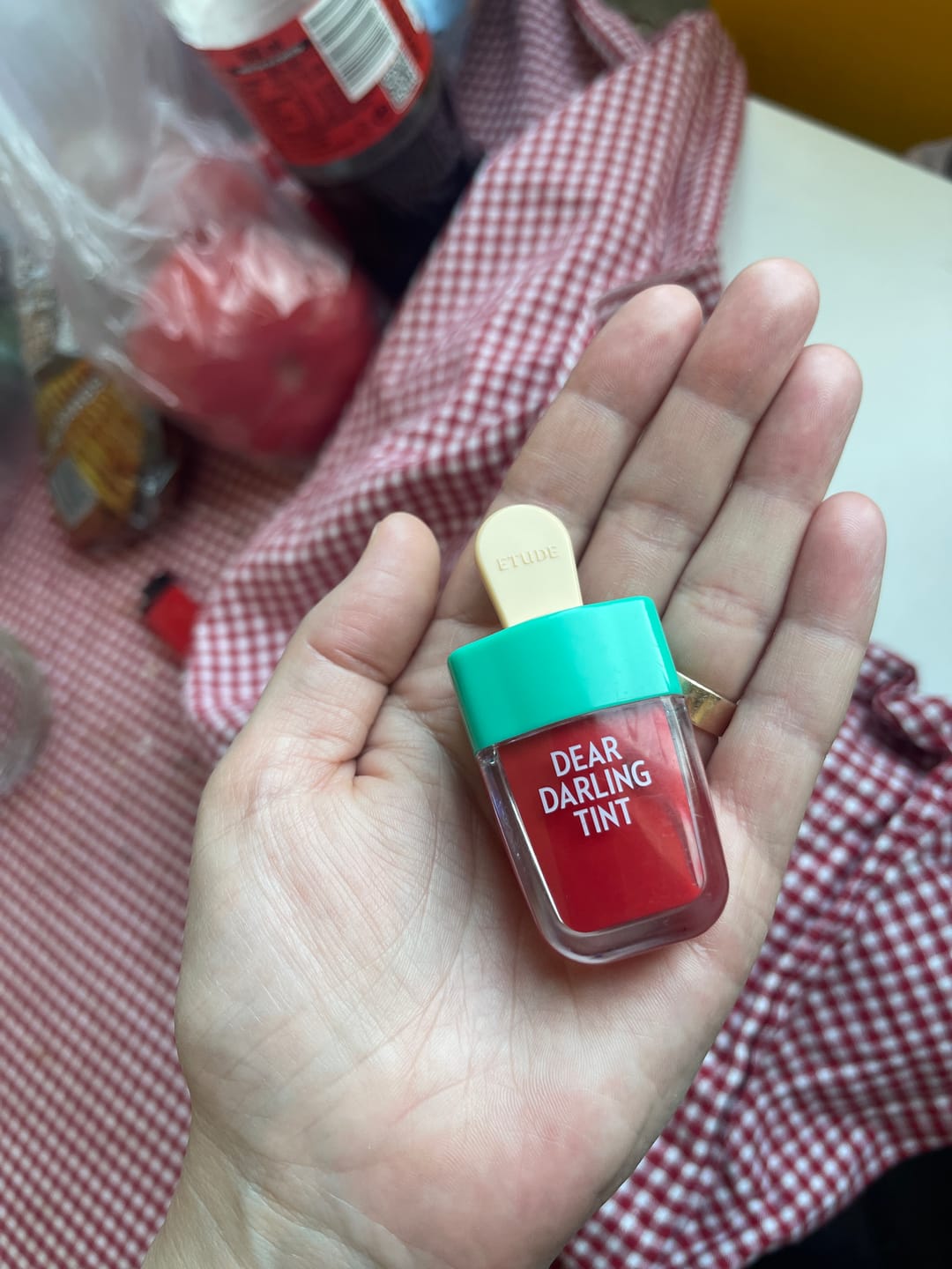 Customer photo review of Mitrinoša gelveida lūpu krāsa Etude House Dear Darling Water Gel Tint Ice Cream
