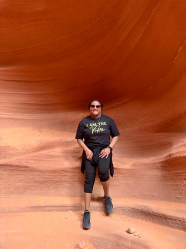 Customer photo review of I Am The Vibe T-Shirt (Olive Print)