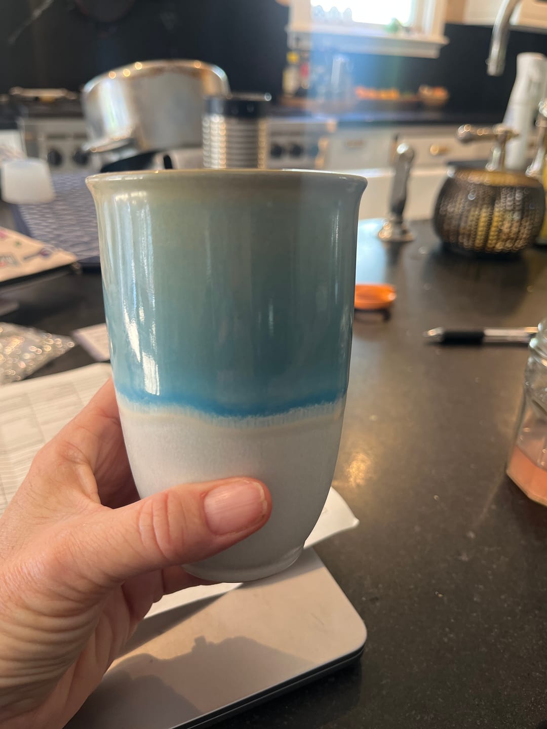 Customer photo review of Coral Pink Cup 12oz (Includes Lid & Band)