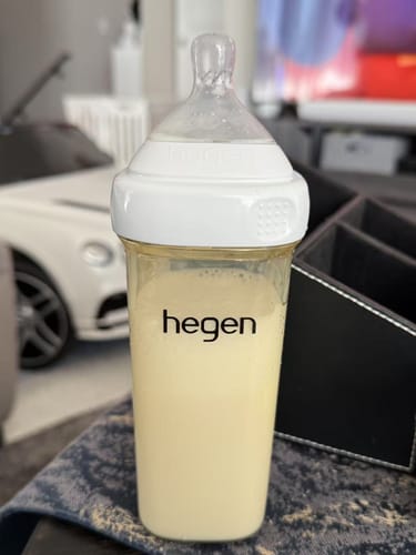 Customer photo review of Hegen Nipple Thick Feed, 2-Pack (for thickened liquids)