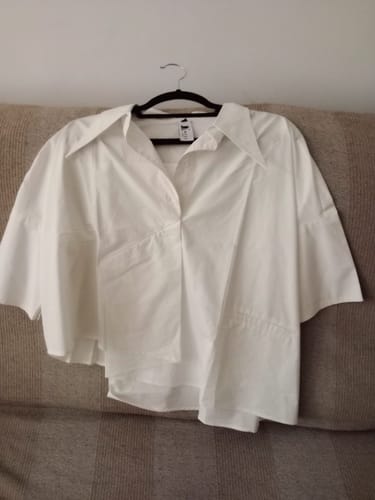 Customer photo review of Black Asymmetric Half Sleeve Shirt