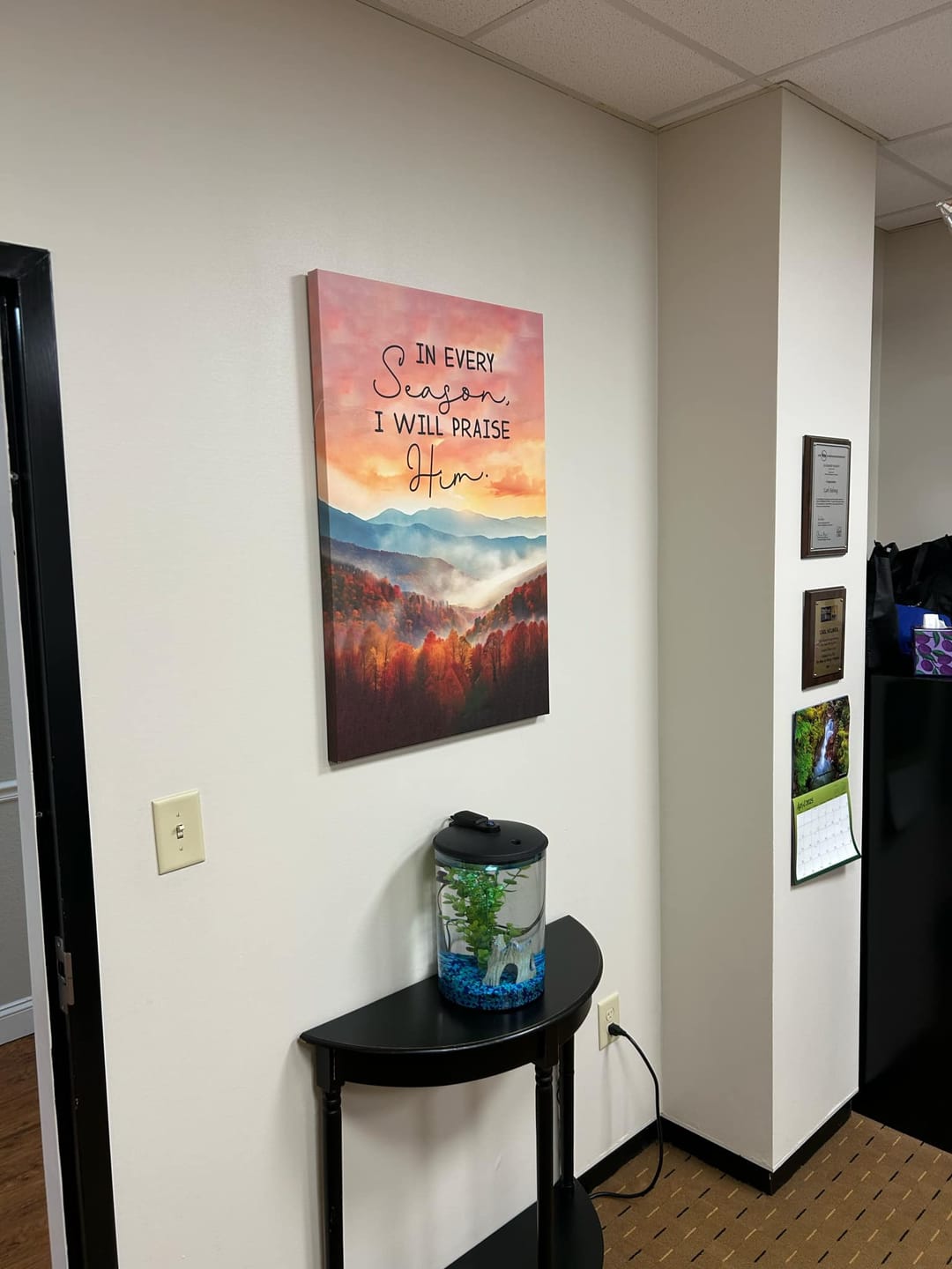Customer photo review of In Every Season I Will Praise Him, Smoky Mountains, Wall Art Canvas