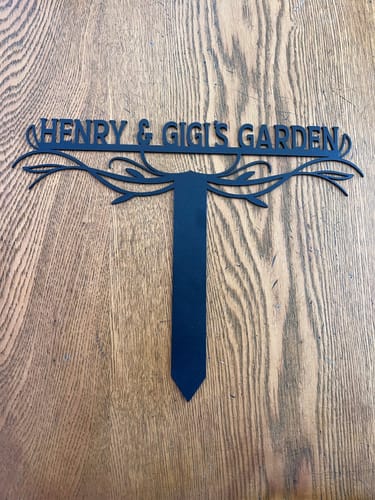 Customer photo review of Custom Stake Metal Garden Sign