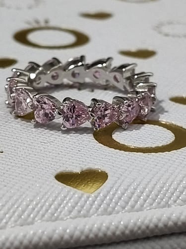 Customer photo review of Anillo Promesa Pink Queen Plata 925