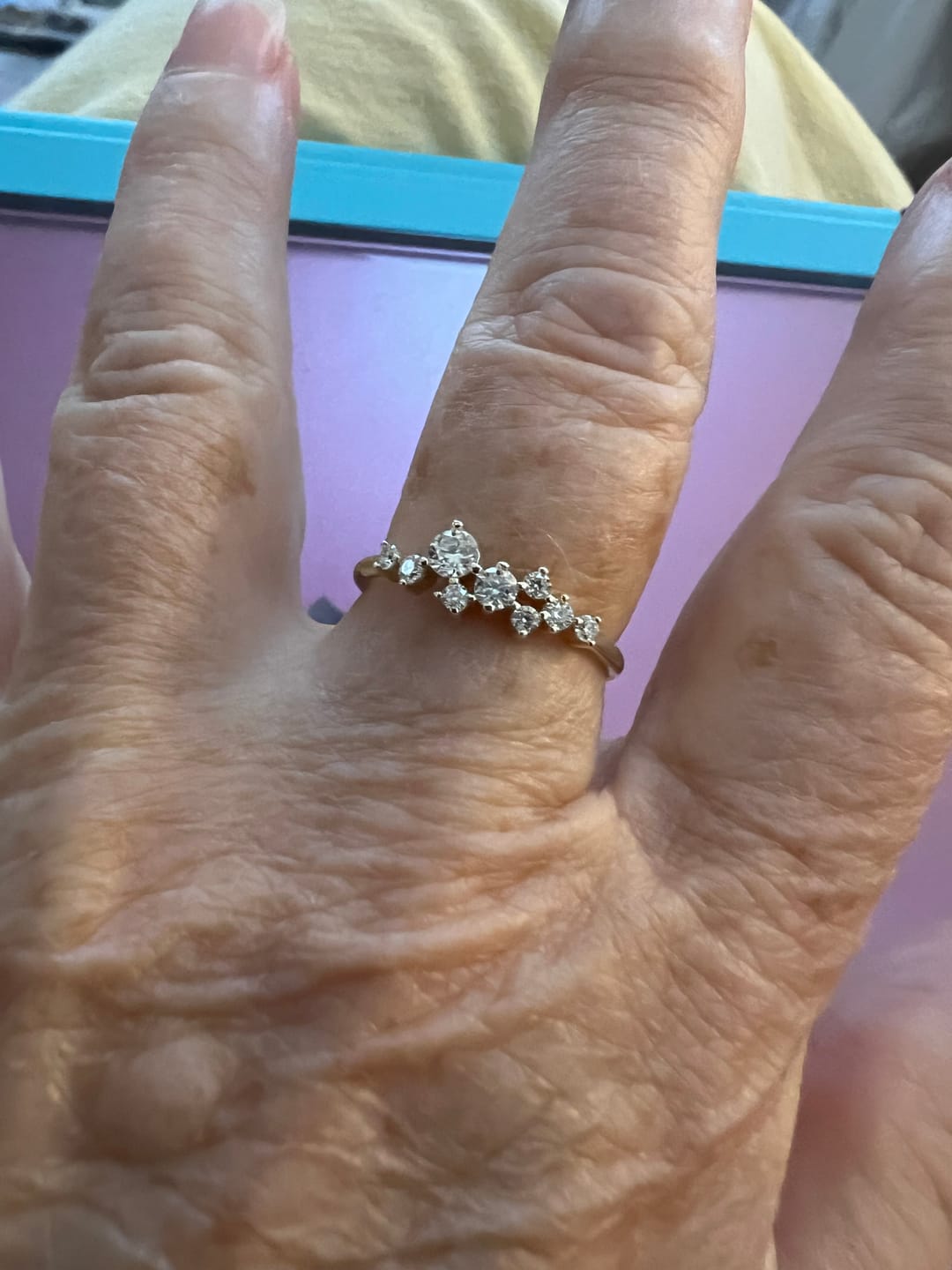 Customer photo review of Moissanite Floating Cluster Ring