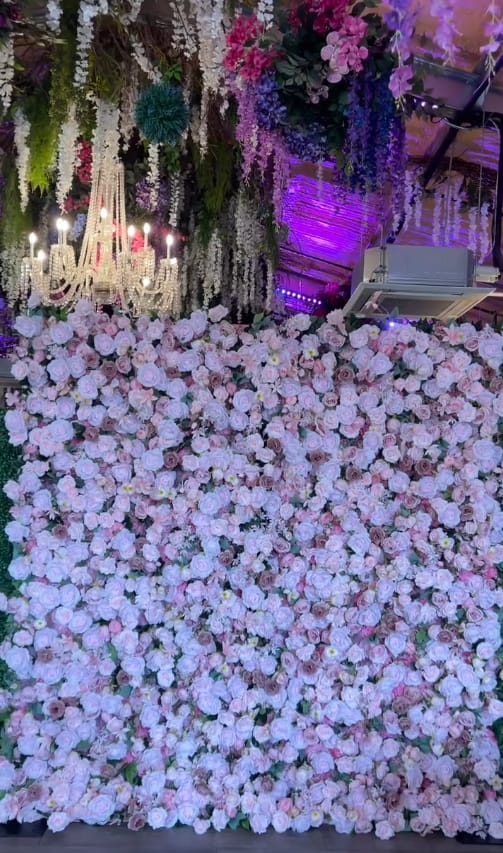 Customer photo review of Ali Flowers 5D Silk Rose Flower Panel Backdrop Wedding Stage Decorative Curtain Artificial Flower Wall ALFWL009