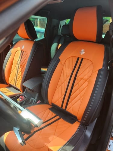 Customer photo review of Brown Black Seat Cover