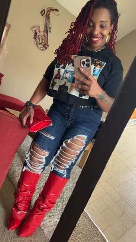 Customer photo review of SIF-RED WEDGE BOOT