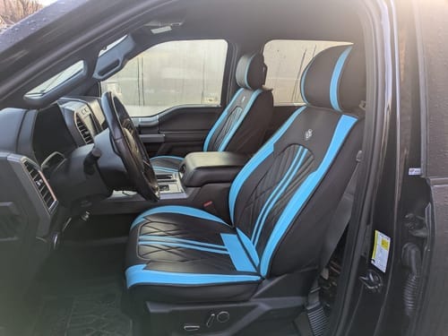 Customer photo review of Brown Black Seat Cover