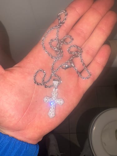 Customer photo review of FROSTY CROSS PENDANT.