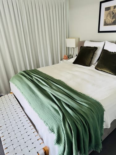 Customer photo review of Pure Bliss Muslin Bedspread - Green
