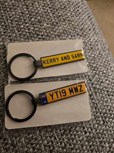 Customer photo review of Personalised Metal Number Plate Keyring