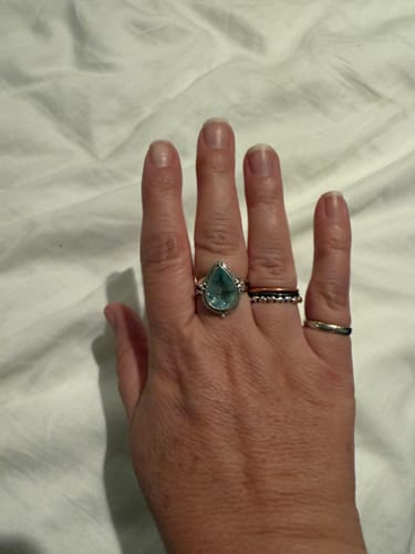 Customer photo review of Teardrop Aquamarine Ring Sterling Silver