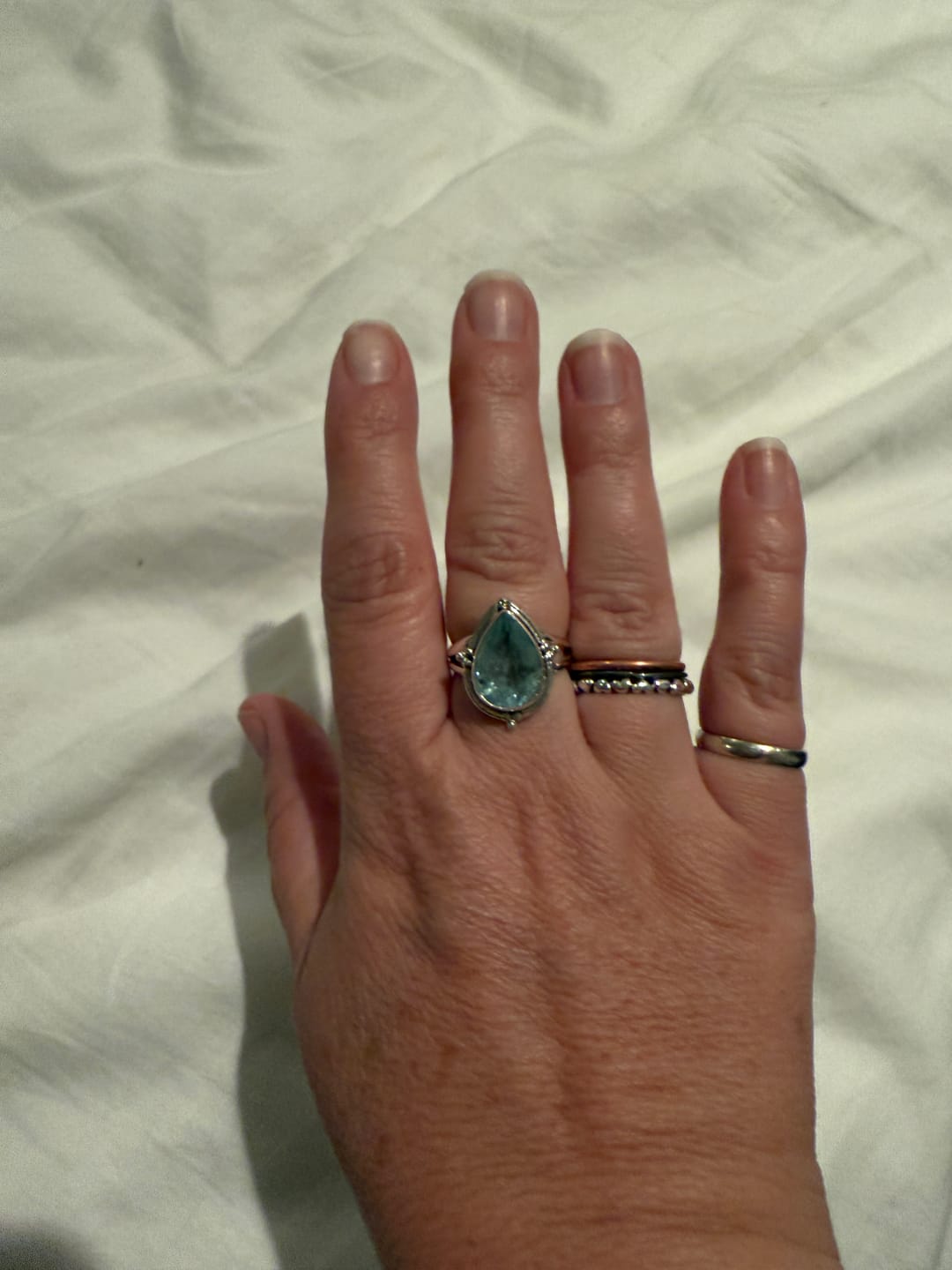 Customer photo review of Teardrop Aquamarine Ring Sterling Silver