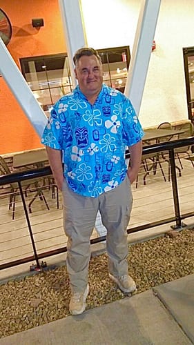 Customer photo review of Hula Girl & Tiki Seersucker Camp Shirt