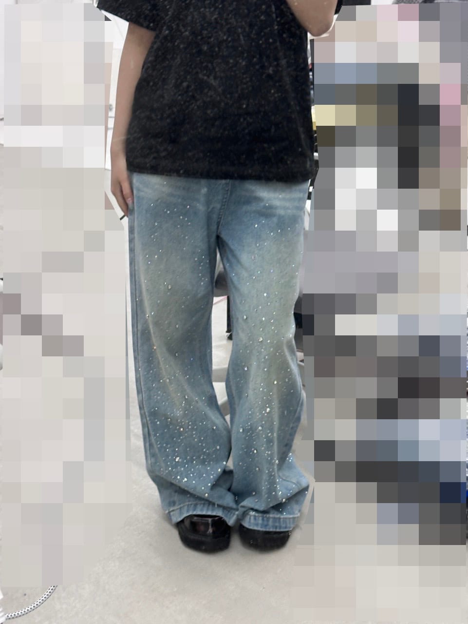 Customer photo review of Aelfric Eden Rhinestone Baggy Jeans