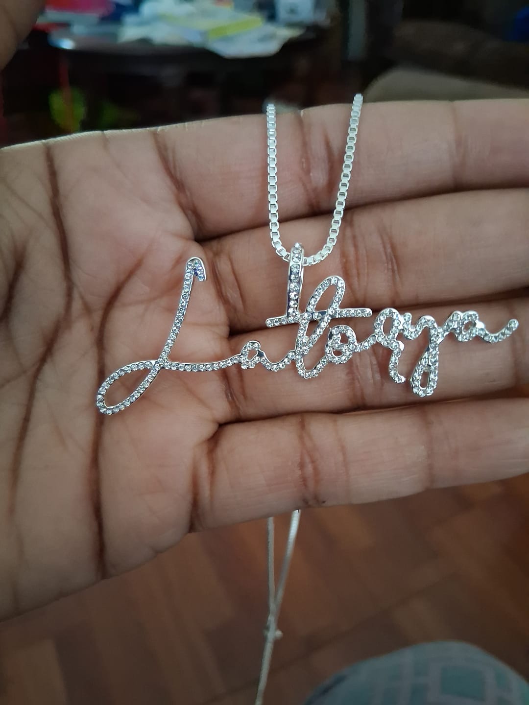 Customer photo review of Luxe Crystal Custom Pendant Necklace