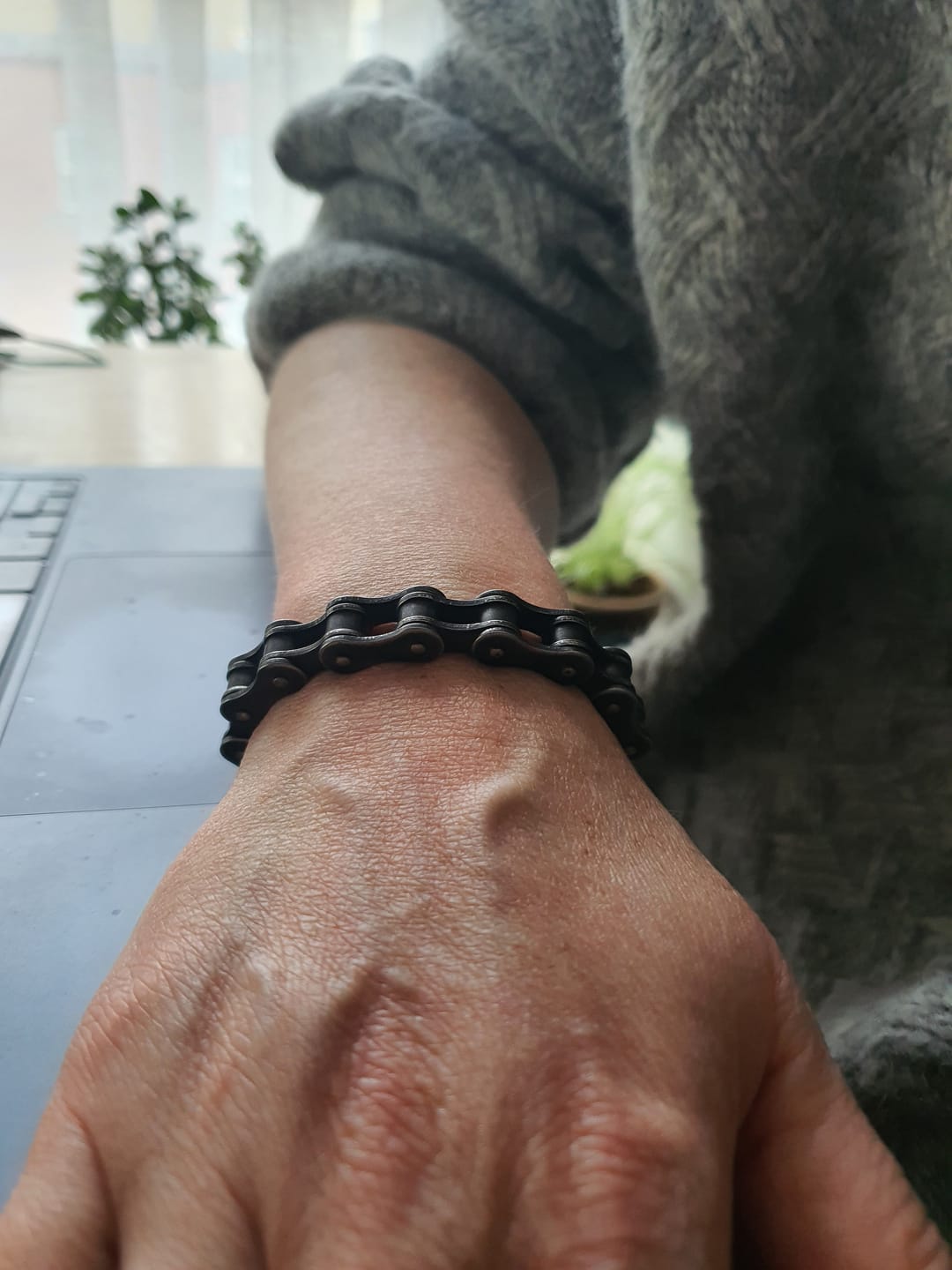 Customer photo review of Cycolinks 10mm Retro Rustic Silver Bike Chain Bracelet