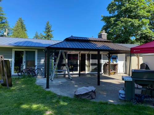 Customer photo review of Homrest 12'x 20' Gazebo Galvanized Steel Outdoor Hardtop Canopy Double Vented Roof Pergolas Aluminum Frame with Netting and Curtains for Garden,Patio,Lawns,Parties