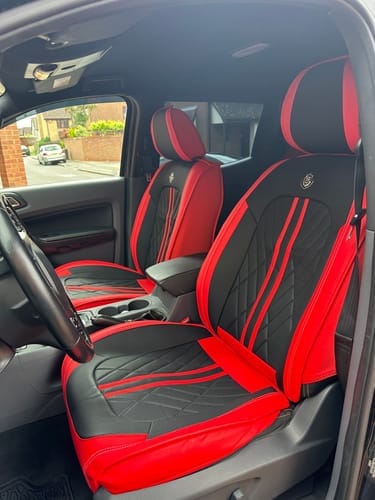 Customer photo review of Red Black Seat Cover